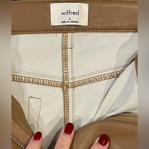 ARITZIA WILFRED Melina Low Rise Vegan Leather Pants in Constant Camel - Picture 10 of 15